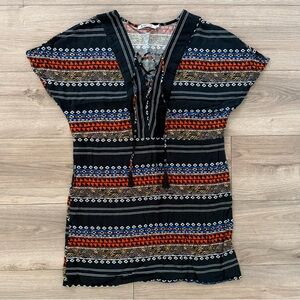 JustFab Black and Orange Patterned Mini Dress